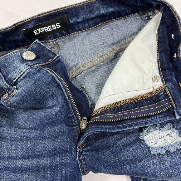 Express Stretch Denim Perfect High Rise Ankle Legging Distressed Skinny Size 0R - Picture 5 of 12